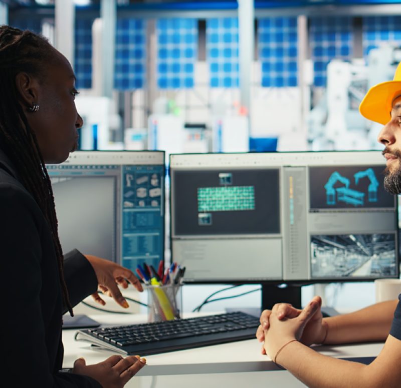 photovoltaics-factory-manager-chatting-with-engineer-about-energy-production